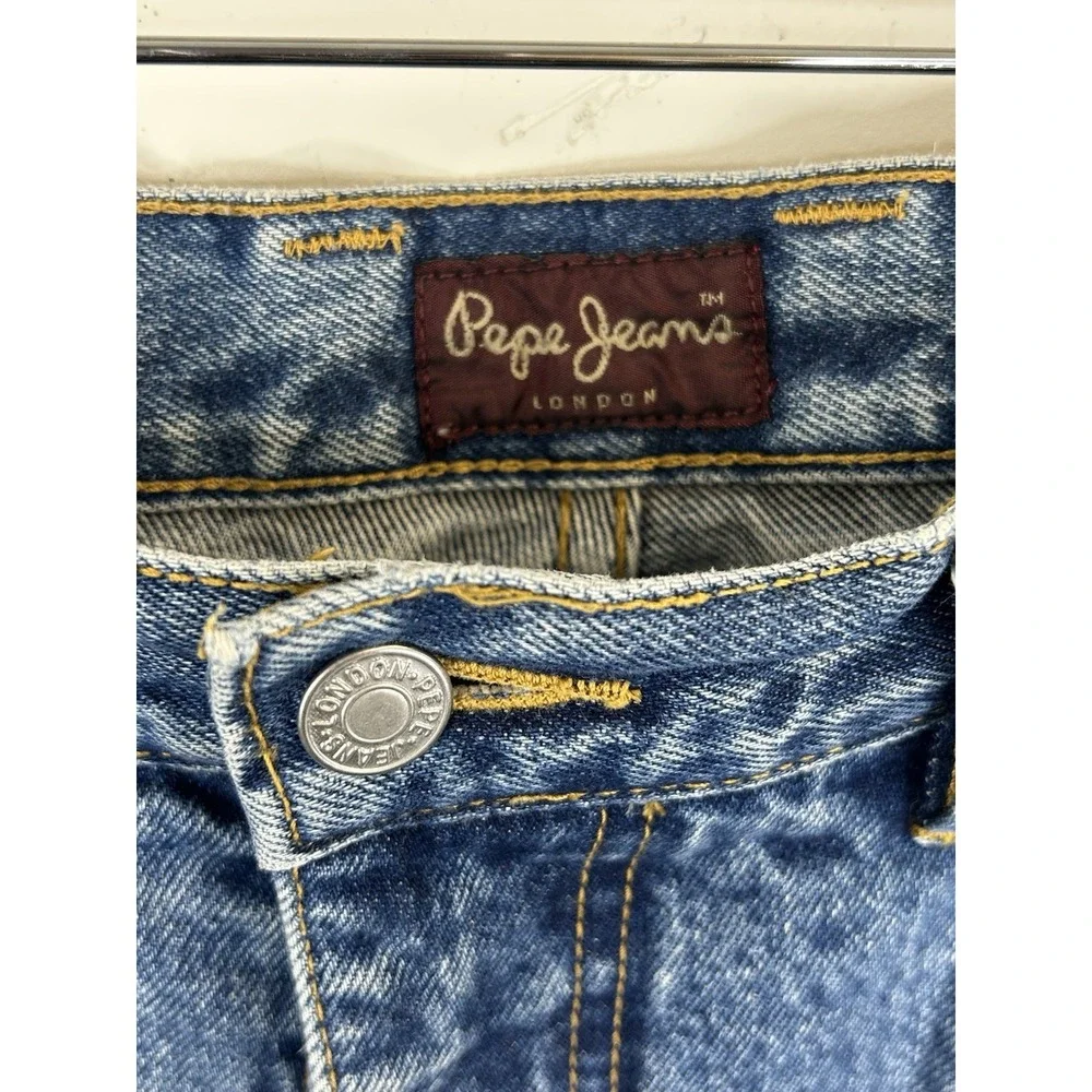 Barrel Leg Blue Jeans Vintage Pepe London Size 33 Y2K 90s Denim Pants Hip Hop